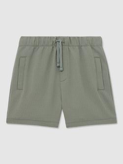Reiss Kids' Tavola Relaxed Textured Drawstring Shorts, Sage