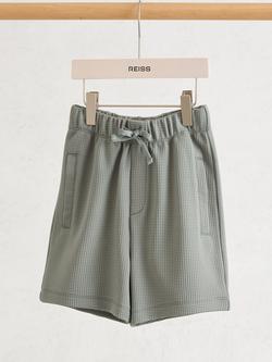 Reiss Kids' Tavola Relaxed Textured Drawstring Shorts - view 2, Sage