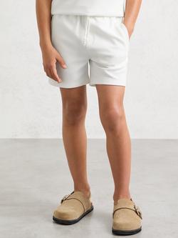 Reiss Kids' Tavola Relaxed Textured Drawstring Shorts, White