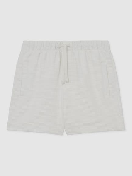 Reiss Kids' Tavola Relaxed Textured Drawstring Shorts - view 2, White