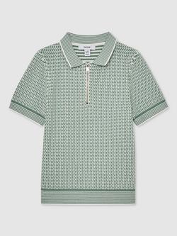 Reiss Kids' Brink Short Sleeve Textured Polo Shirt - view 2, Green