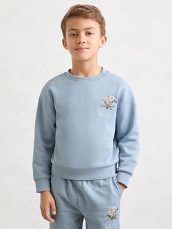 Reiss Kids' Epping Crew Neck Sweatshirt, Pale Blue, Pale Blue
