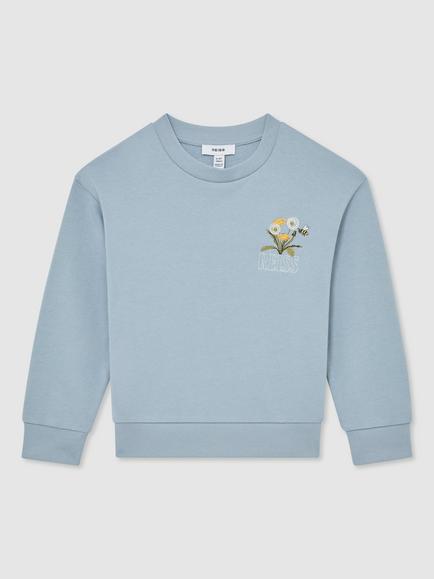 Reiss Kids' Epping Crew Neck Sweatshirt, Pale Blue - view 2, Pale Blue
