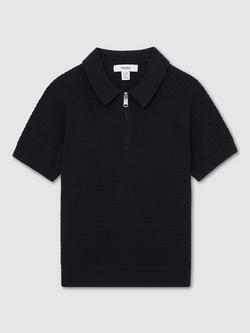 Reiss Kids' Estate Short Sleeve Polo Shirt, Navy