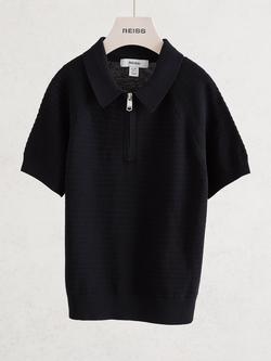 Reiss Kids' Estate Short Sleeve Polo Shirt - view 2, Navy