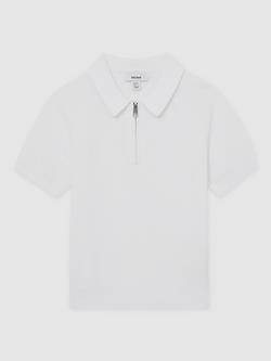 Reiss Kids' Estate Short Sleeve Polo Shirt, Optic White