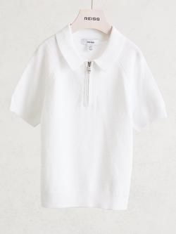 Reiss Kids' Estate Short Sleeve Polo Shirt - view 2, Optic White