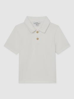 Reiss Kids' Forno Short Sleeve Polo Shirt, White - view 2, White