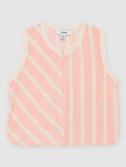 Reiss Kids' Bay Zipped Striped Vest, Peach, Peach