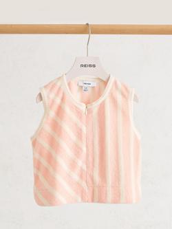 Reiss Kids' Bay Zipped Striped Vest, Peach - view 2, Peach