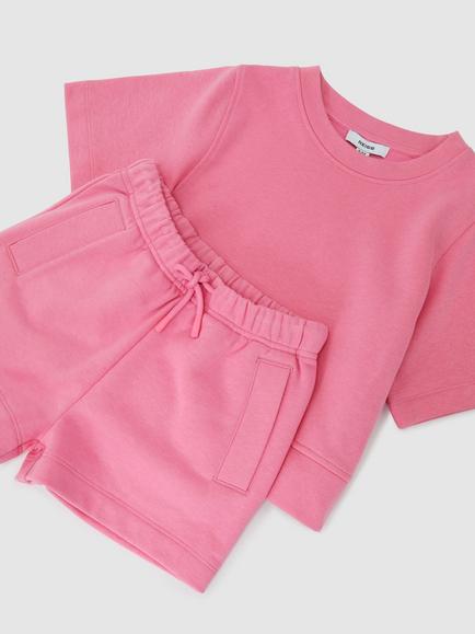 Reiss Kids' Meg Sweatshirt & Shorts Set, Pink - view 2, Pink