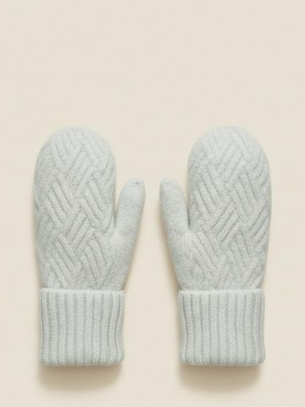 Truly Zig Zag Stitch Mittens, Light Grey, Light Grey