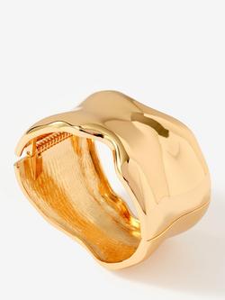 Mint Velvet Clean Wave Hinged Bangle - view 2, Gold