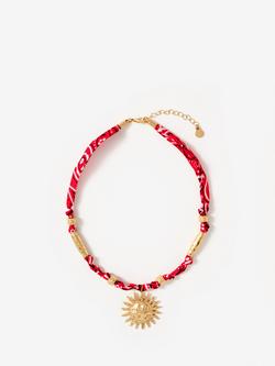 Mint Velvet Sun Charm Necklace, Red, Red