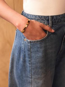 Mint Velvet Slim Bangle, Gold - view 2, Gold