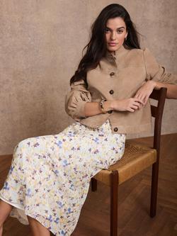 Mint Velvet Floral Midi Skirt, Blue/Multi - view 2, Blue/Multi