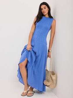 Mint Velvet Seam Detail Sleeveless Midi Dress, Blue - view 2, Blue