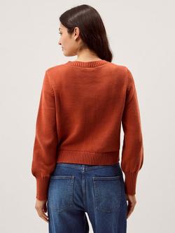 Monsoon Fiona Embroidered Floral Cardigan, Orange/Cream - view 2, Orange/Cream