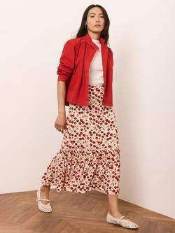 Mint Velvet Cherry Print Ruffle Hem Skirt, Red/Multi, Red/Multi