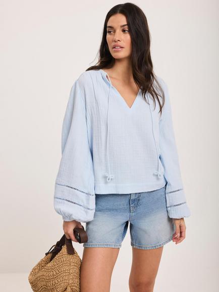 Mint Velvet Open Stitch Blouse, Blue, Blue