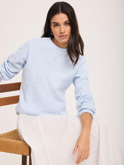 Mint Velvet Crew Neck Embroidered Sweatshirt, Blue, Blue