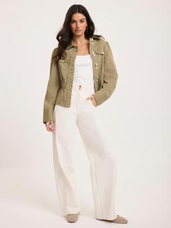 Mint Velvet Seam Detail Wide Leg Jeans, White, White
