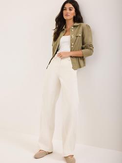 Mint Velvet Seam Detail Wide Leg Jeans, White - view 2, White