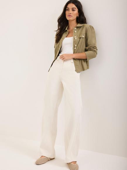 Mint Velvet Seam Detail Wide Leg Jeans, White - view 2, White