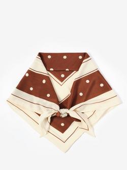 Mint Velvet Polka Dot Print Scarf, Brown/Cream, Brown/Cream