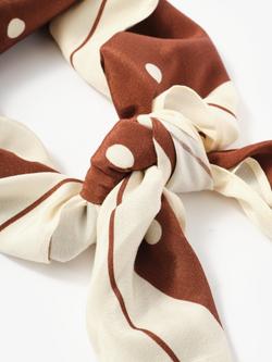 Mint Velvet Polka Dot Print Scarf, Brown/Cream - view 2, Brown/Cream