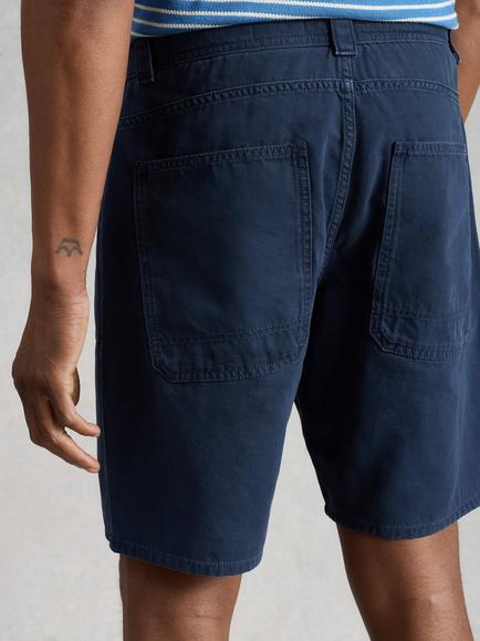 White Stuff Crantock Cotton Cargo Shorts, Dark Blue - view 2, Dark Blue