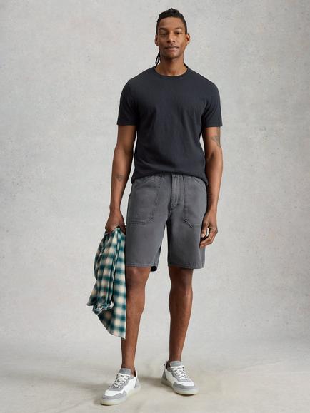 White Stuff Crantock Cotton Cargo Shorts, Nearly Black, Nearly Black