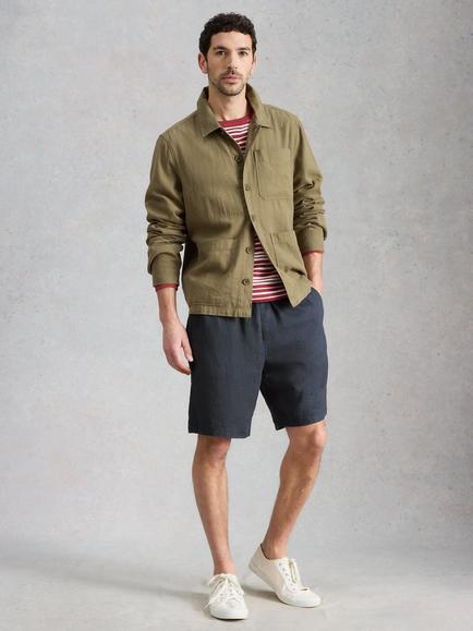 White Stuff Lewes Linen Shorts, Midnight Blue - view 2, Midnight Blue