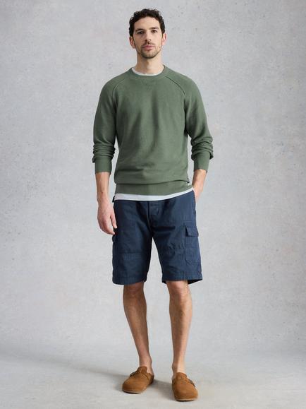 White Stuff Attadale Cotton-Linen Crew Neck Jumper, Green, Green