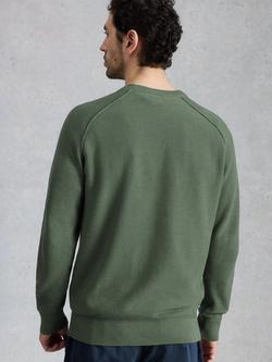 White Stuff Attadale Cotton-Linen Crew Neck Jumper, Green - view 2, Green