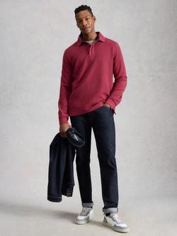 White Stuff Sidmouth Cotton Polo Neck Sweatshirt, Plum, Plum