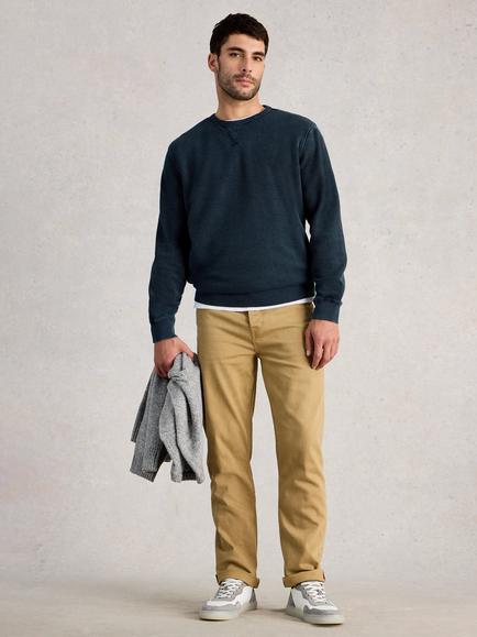 White Stuff Sidmouth Cotton Crew Neck Sweatshirt, Dark Blue, Dark Blue