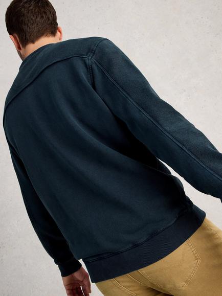 White Stuff Sidmouth Cotton Crew Neck Sweatshirt, Dark Blue - view 2, Dark Blue