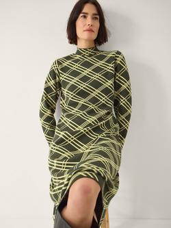 Monsoon Claudia Check Knit Midi Dress, Green, Green