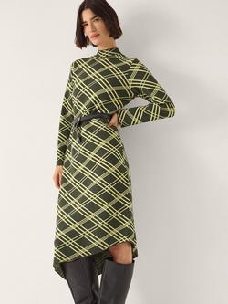 Monsoon Claudia Check Knit Midi Dress, Green - view 2, Green