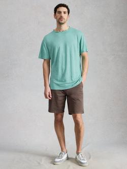 White Stuff Abersoch Linen Regular Fit Short Sleeve T-Shirt, Navy, Green