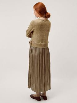 Monsoon Nayla Pleated Jumper Dress, Taupe - view 2, Taupe