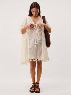 Monsoon Astrid Embellished Mini Kaftan, White, White