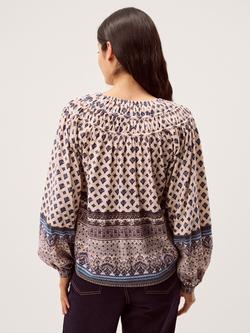 Monsoon Hern Floral Jersey Blouse, Cream - view 2, Cream