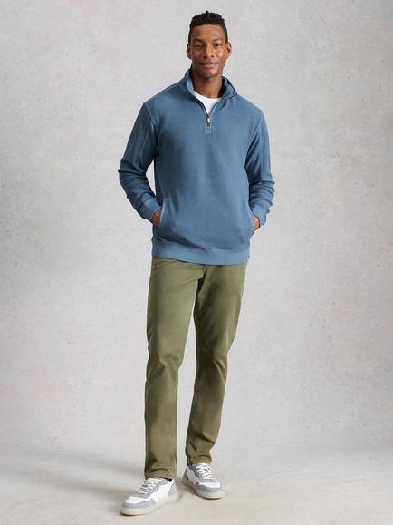White Stuff Sidmouth Cotton Zip Neck Sweatshirt, Blue, 