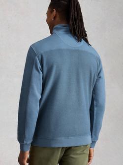 White Stuff Sidmouth Cotton Zip Neck Sweatshirt, Blue - view 2, 