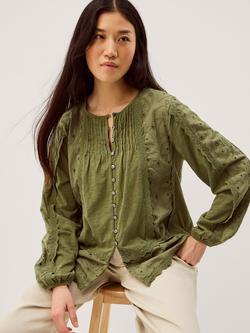 Monsoon Joss Jersey Mix Top, Khaki, Khaki