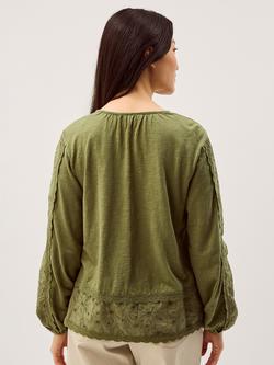 Monsoon Joss Jersey Mix Top, Khaki - view 2, Khaki