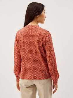 Monsoon Palmer Floral Jersey Shirt, Red - view 2, Red