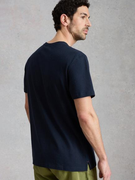 White Stuff Abersoch Linen Regular Fit Short Sleeve T-Shirt, Navy - view 2, Navy